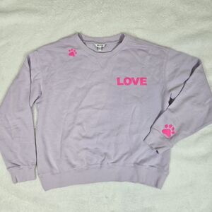 Wildfox M Dogs Love Me Sweatshirt Long Sleeve Crew Lilac Purple